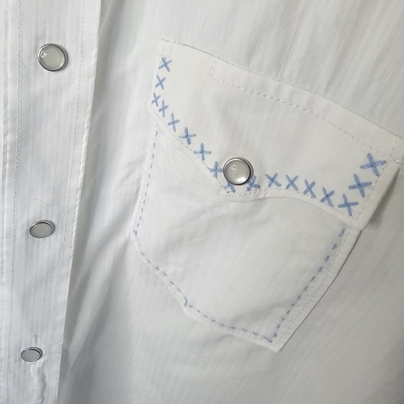 Rough Stock Panhandle Slim Western Embroidered Womens L Long Sleeve  Pearl *FLAW - Picture 6 of 16